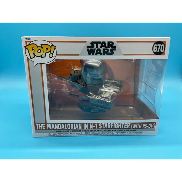 Funko Pop! Star Wars Mandalorian in N-1 Starfighter #670 New Sealed Box w/ R5-D4 - Picture 1 of 4